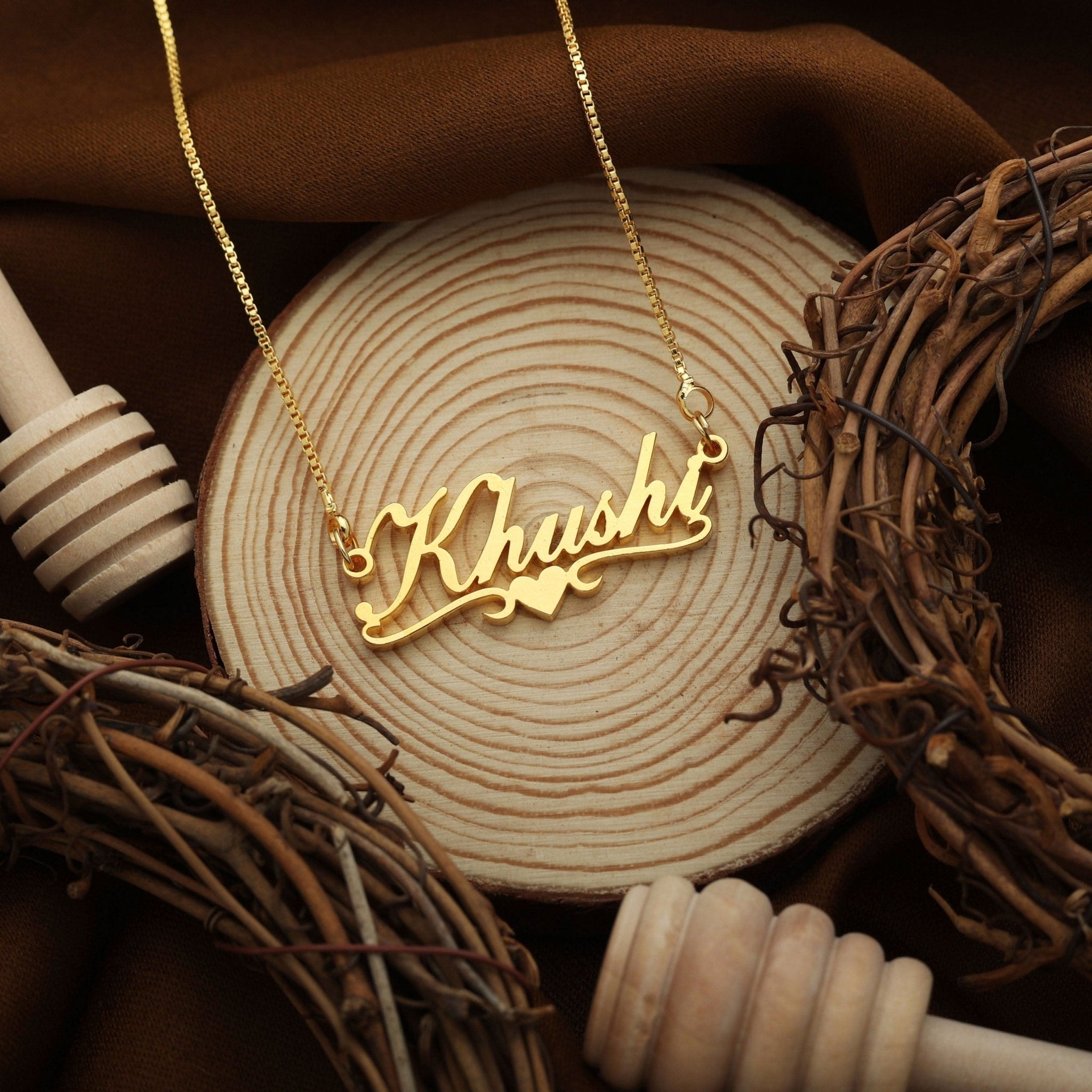 Bottom Heart Style Name Necklace - Zewar Mahal