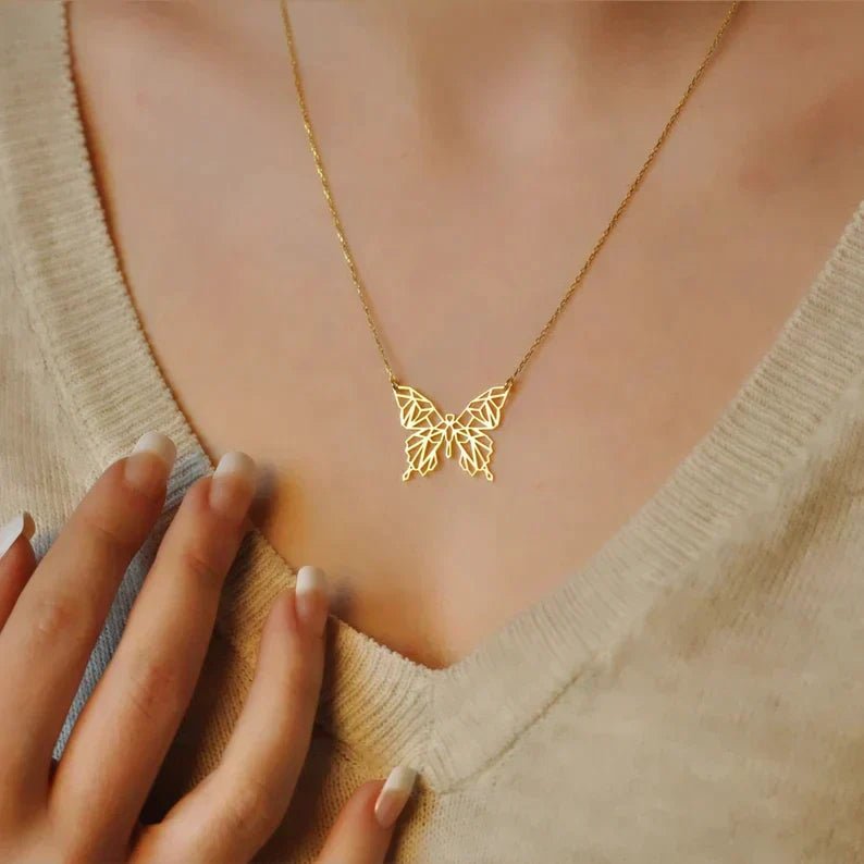 Butterfly Necklace,Geometric Butterfly - Zewar Mahal
