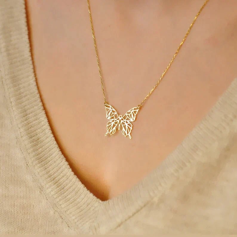 Butterfly Necklace,Geometric Butterfly - Zewar Mahal