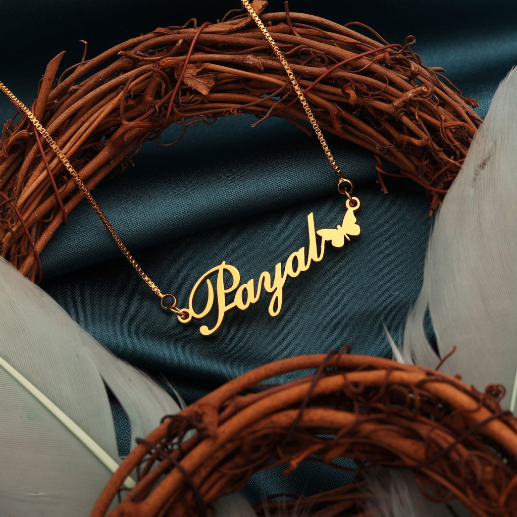 Butterfly Style Name Necklace - Zewar Mahal