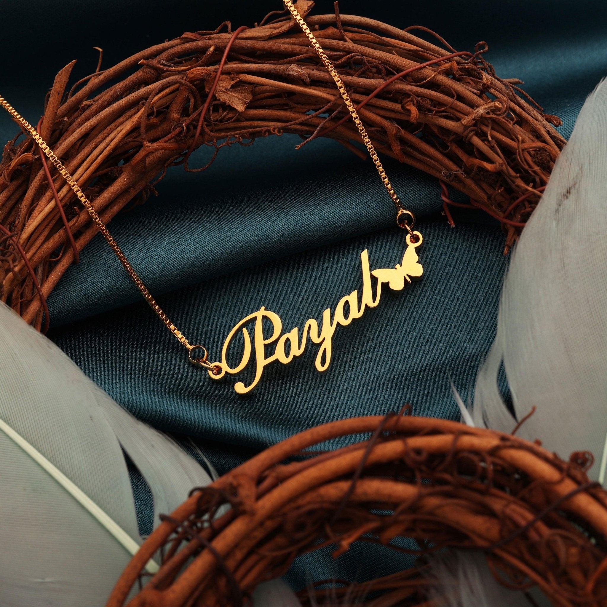 Butterfly Style Name Necklace - Zewar Mahal