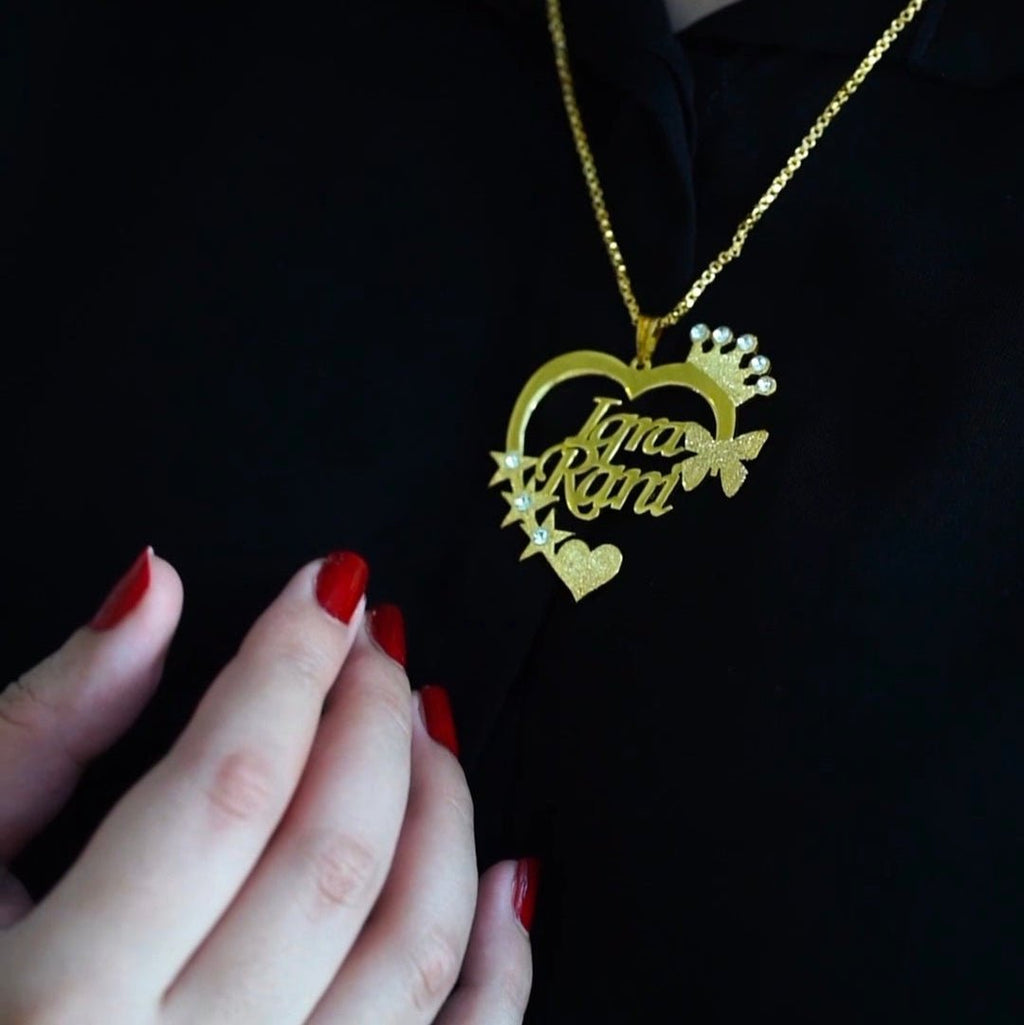 Customise Name Necklace Heart Shape - Zewar Mahal