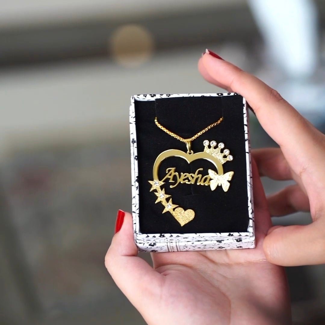 Customise Name Necklace Heart Shape - Zewar Mahal