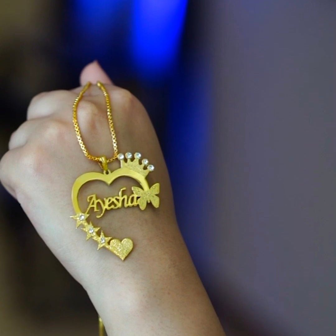 Customise Name Necklace Heart Shape - Zewar Mahal