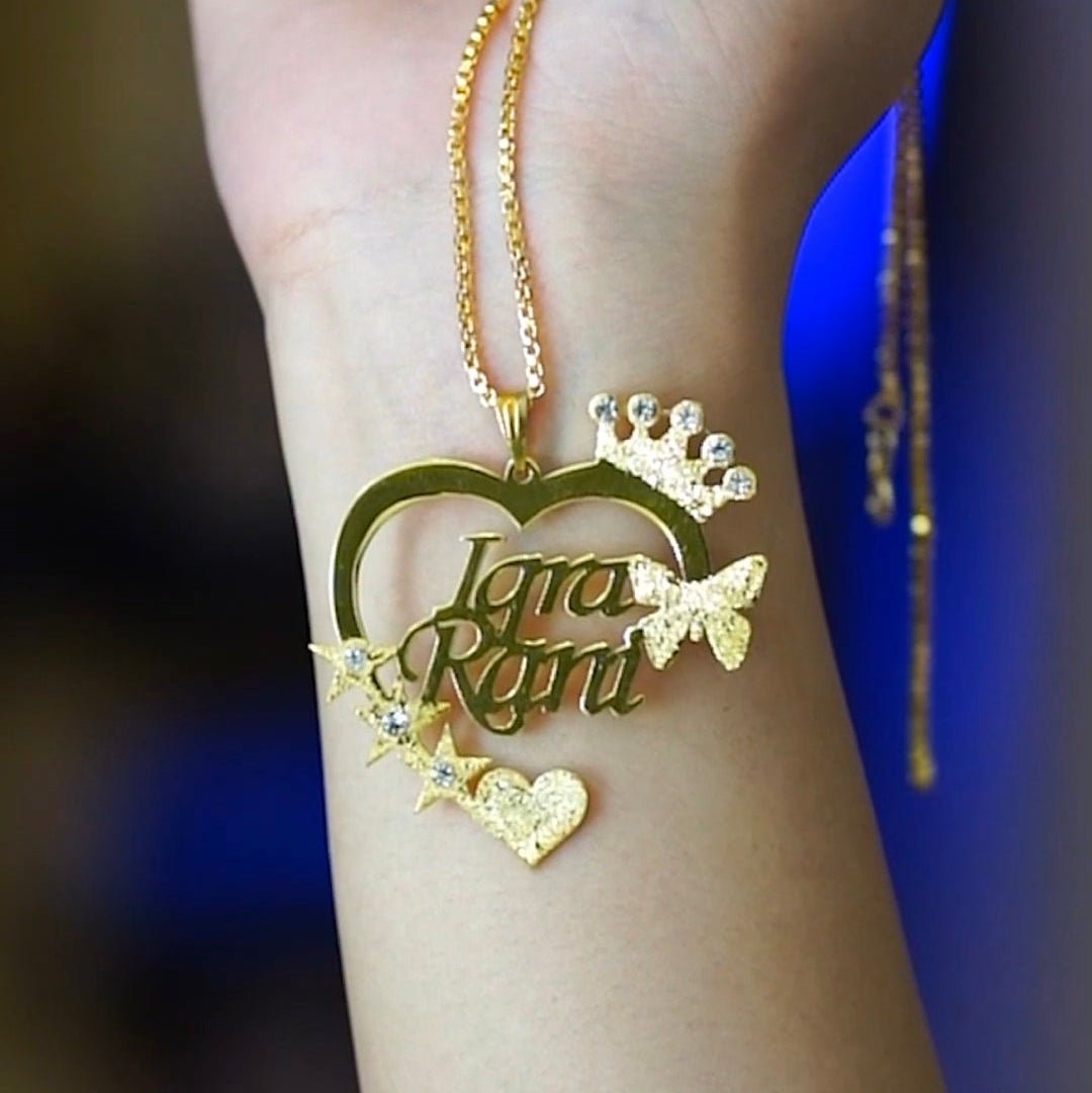 Customise Name Necklace Heart Shape - Zewar Mahal