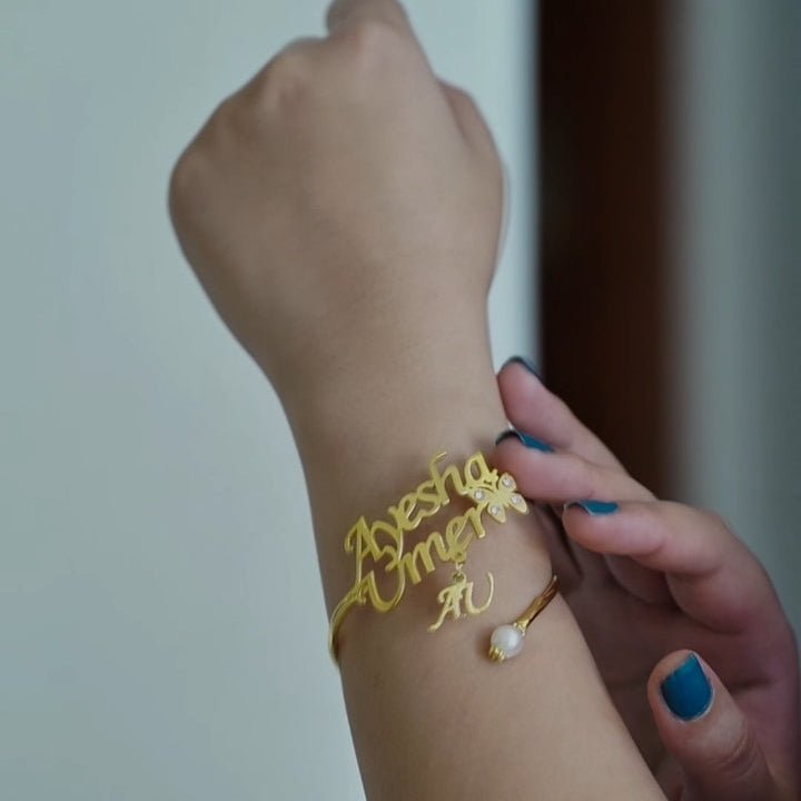 Customised Name Butterfly Heart Bangle - Zewar Mahal