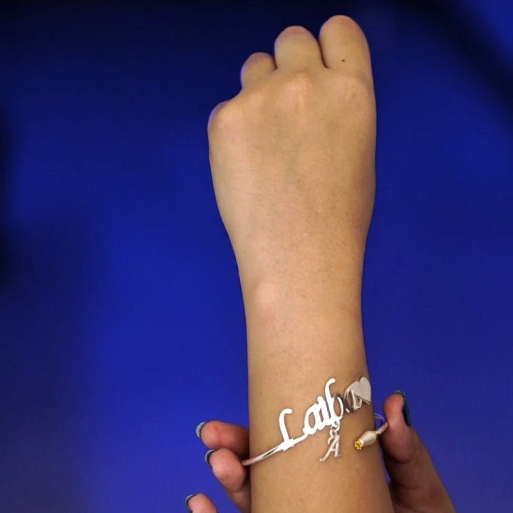 Customised Name Butterfly Heart Bangle - Zewar Mahal