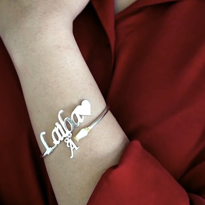 Customised Name Butterfly Heart Bangle - Zewar Mahal
