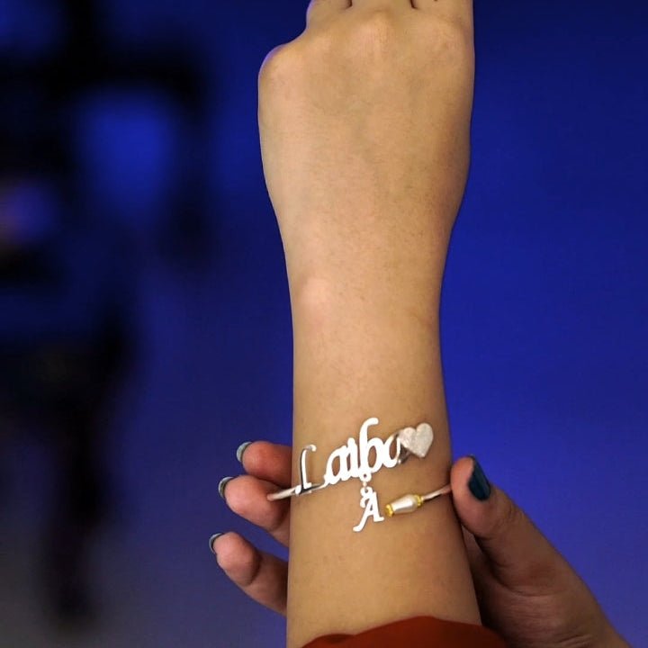 Customised Name Butterfly Heart Bangle - Zewar Mahal