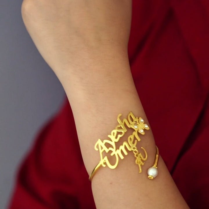 Customised Name Butterfly Heart Bangle - Zewar Mahal