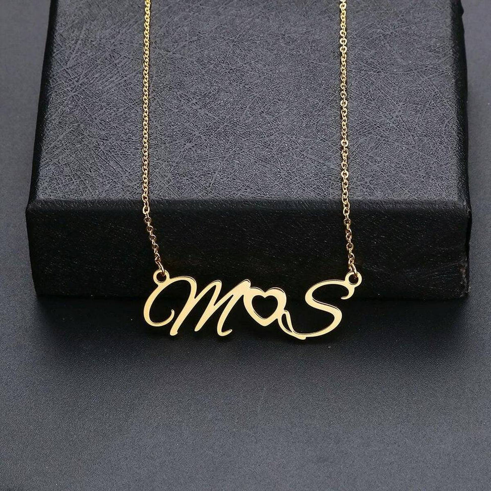 Customize Initial Heart Necklace - Zewar Mahal