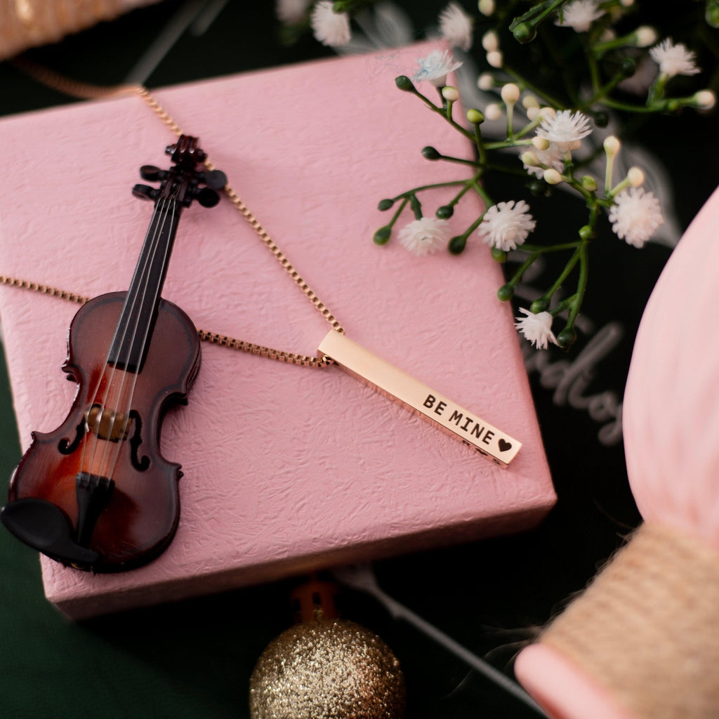 Engraved Name 3D Bar Necklace - Zewar Mahal