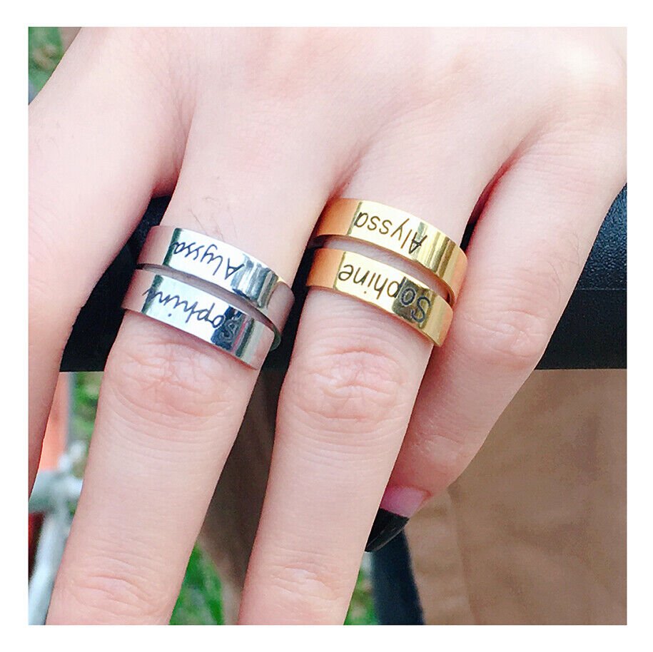 Personalized Engraved Dual Name Adjustable Ring - Zewar Mahal